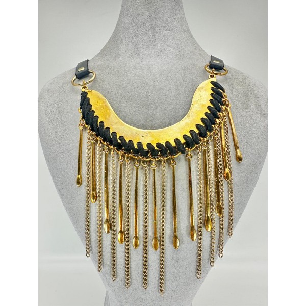 Gold Saçaklı Taşlı Kolye